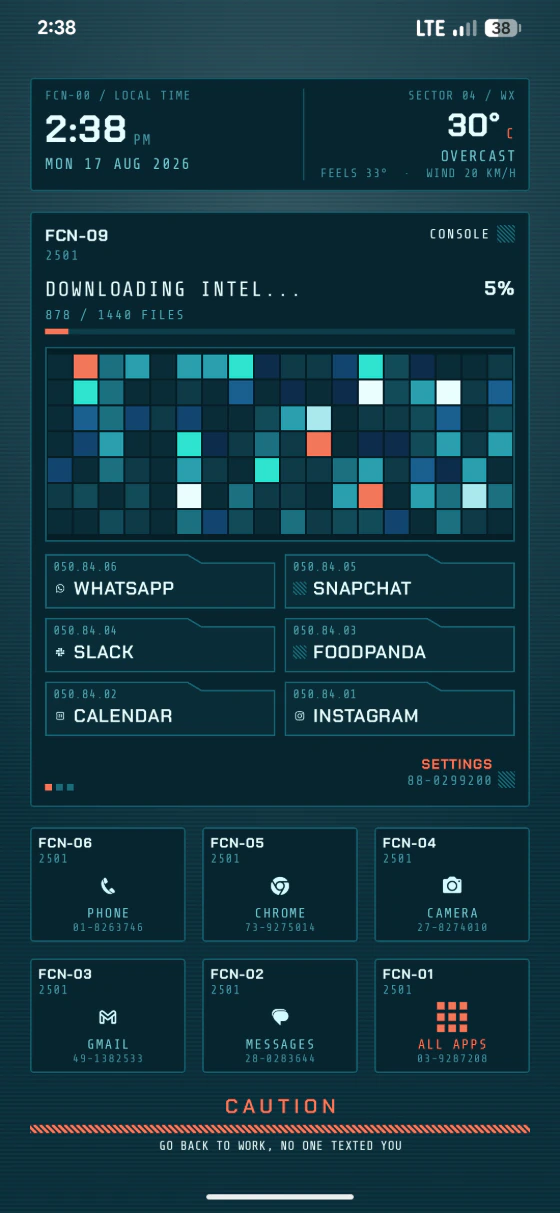Axo Launcher — Cyberpunk, today's events on the field console