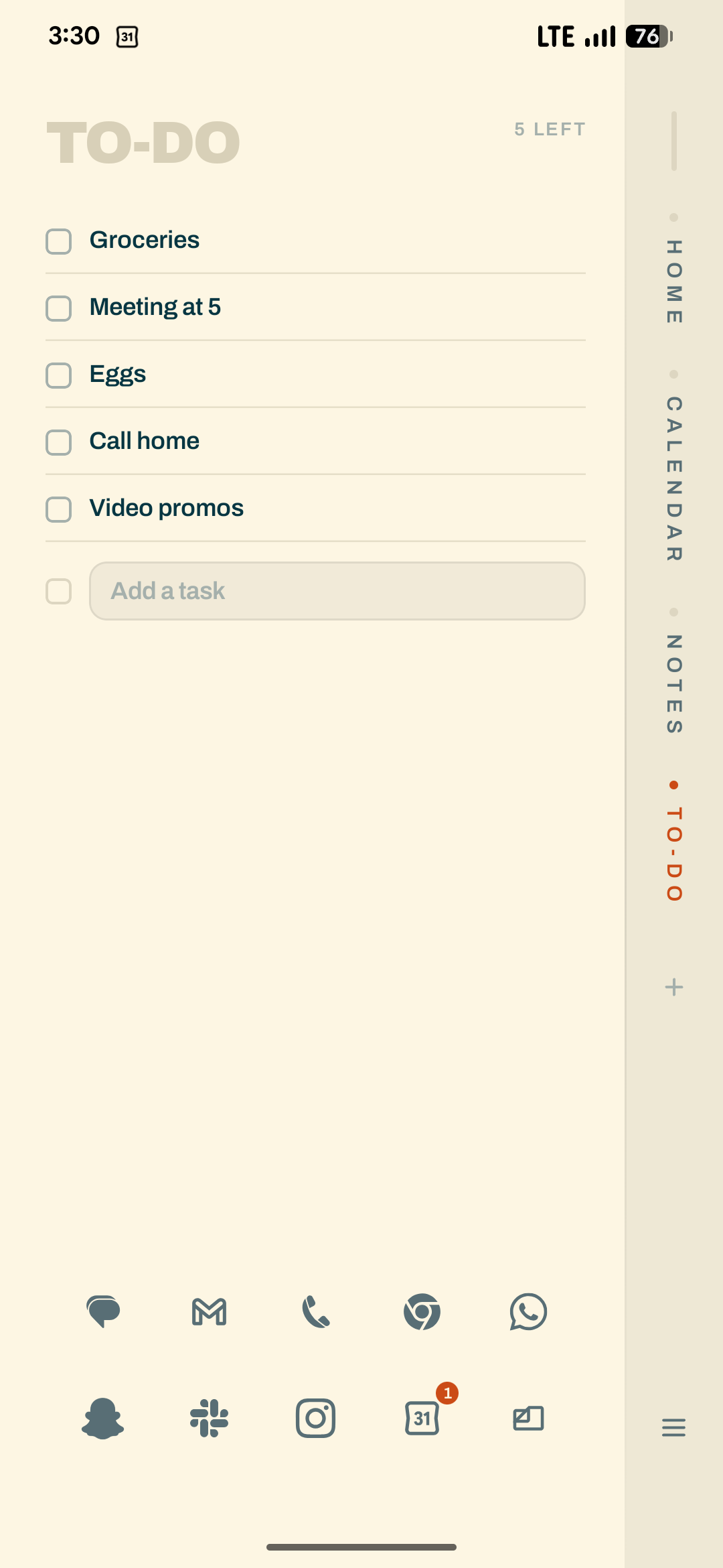 Axo Launcher — Ledger, the to-do section, five left