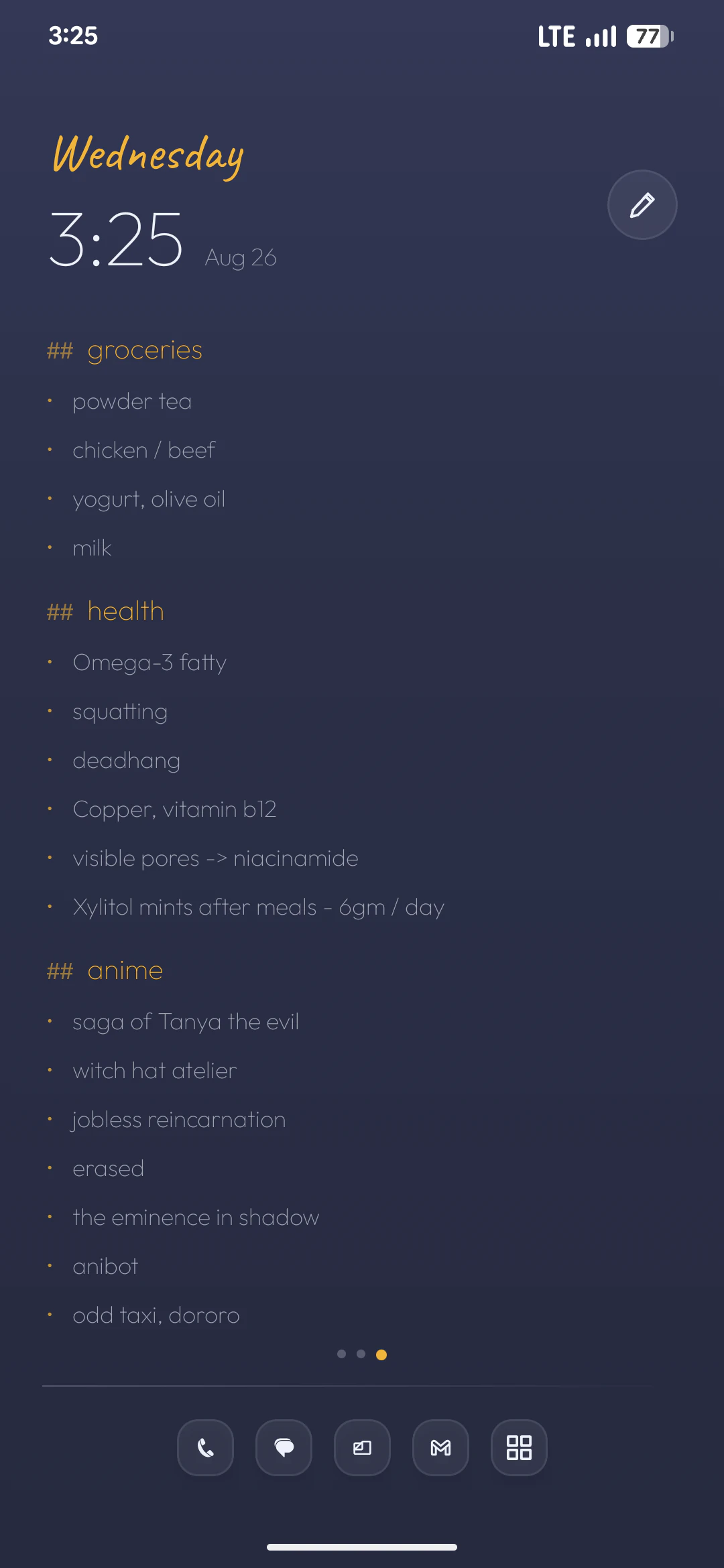 Axo Launcher — Productivity, the notes page, headings and all
