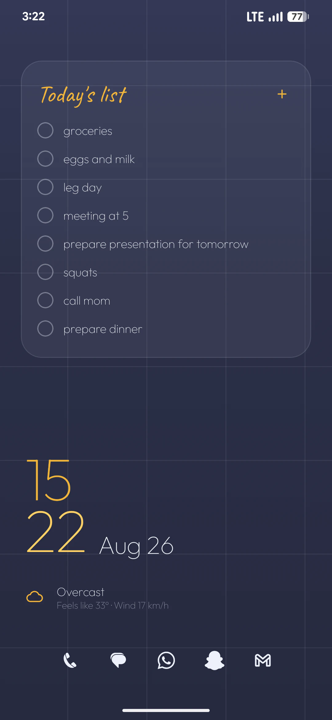 Axo Launcher — Simple Todo, today's list over the ruled ground